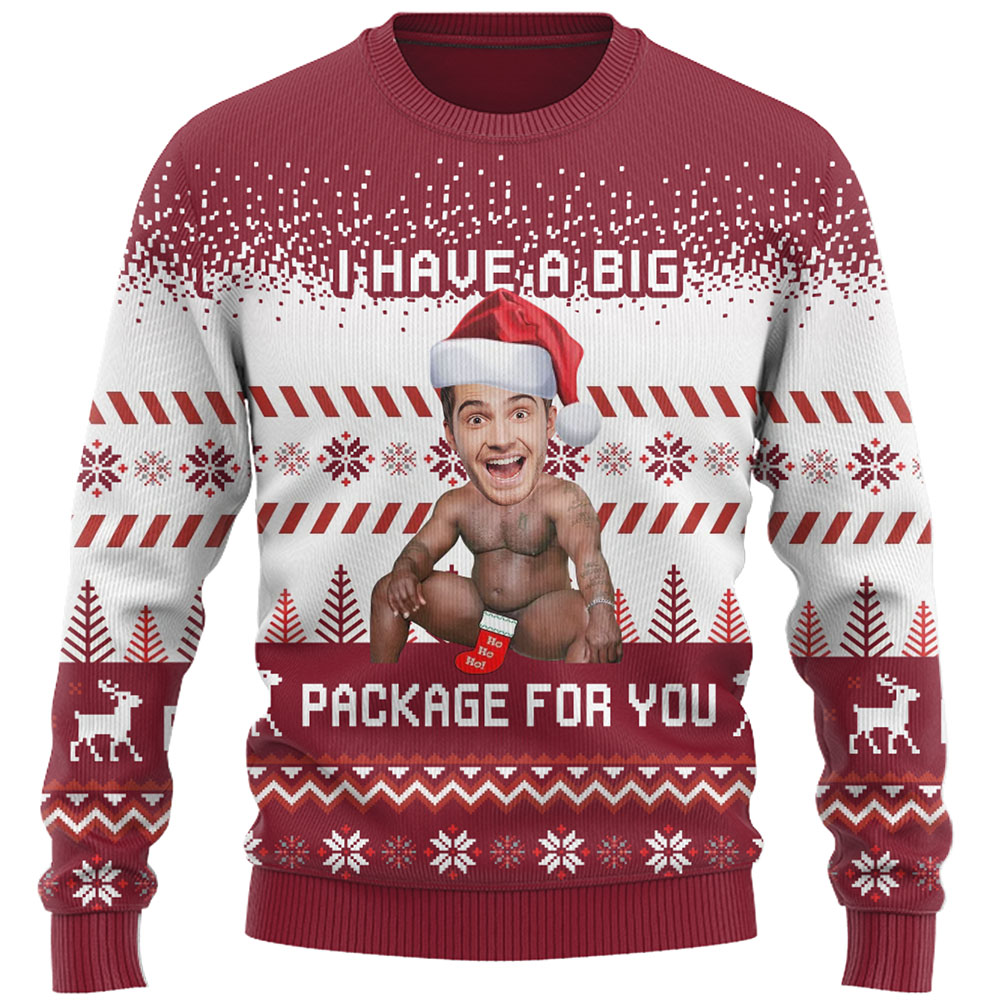 I Have A Big Package Funny Ugly Christmas Sweater 6